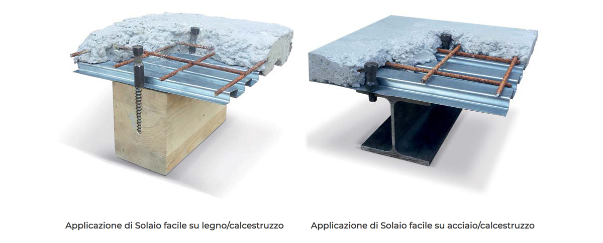 Applicazione di Solaio Facile Fibrotubi su legno/calcestruzzo e su acciaio/calcestruzzo